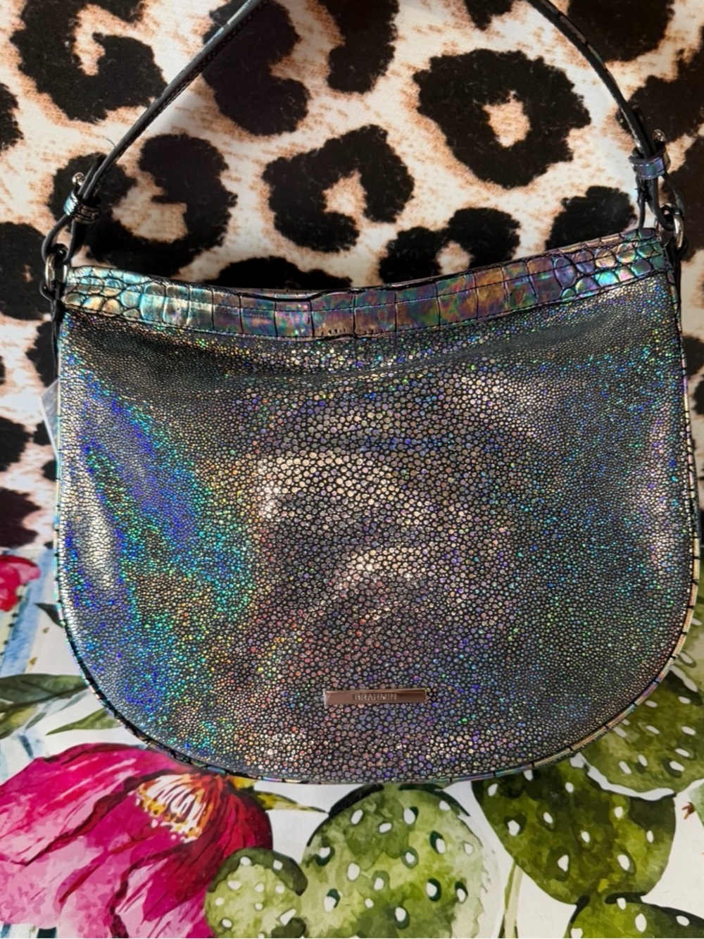 BRAHMIN SMALL KATHLEEN ROYAL BLUE ARDWELL SHOULDER HOLOGRAPHIC NWT SOFT LEATHER - Picture 11 of 12